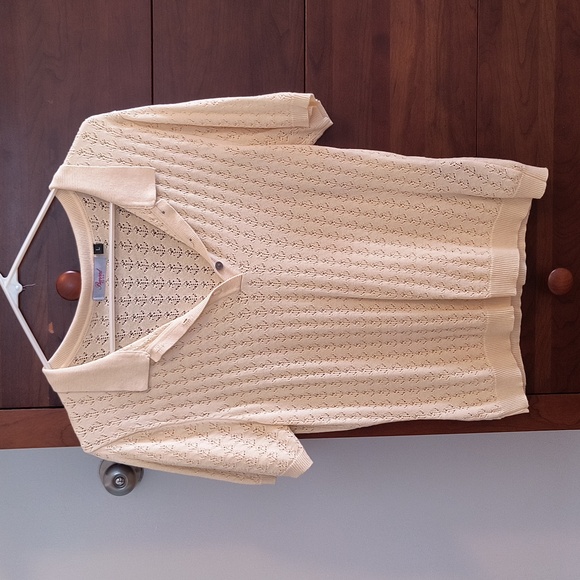 Banned Retro Tops - Banned Retro Rosie Ivory Polo Sweater Size Large